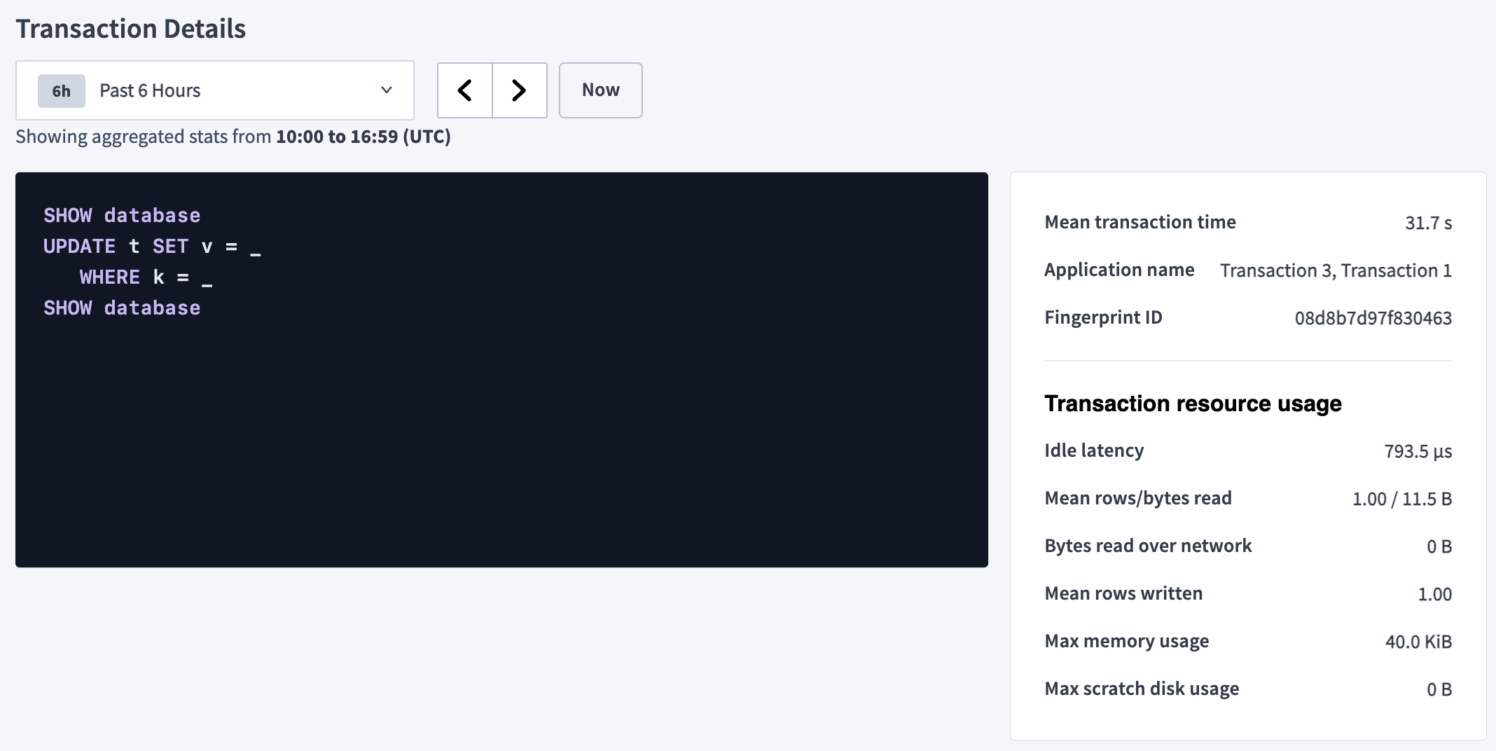 Blocking transaction details